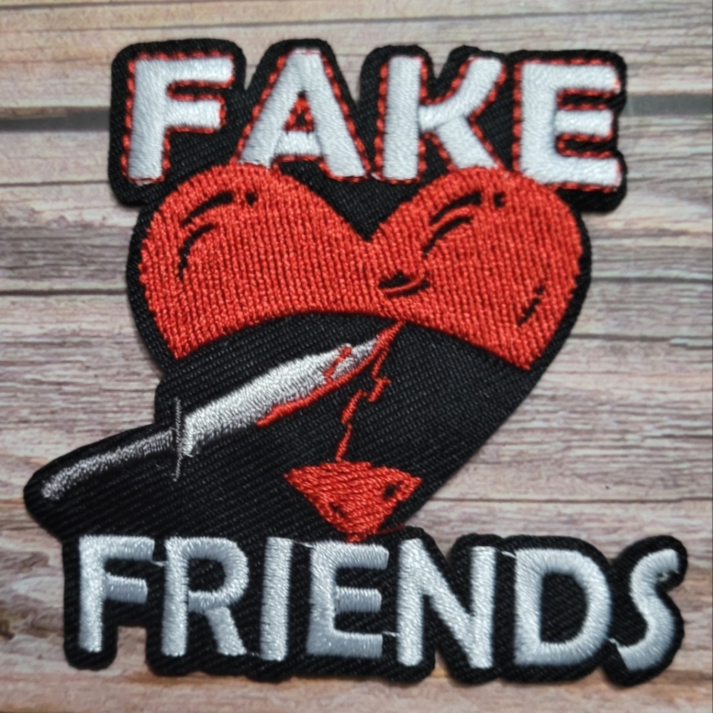 Fake Friends Stabbed Heart Emo Embroidered Iron on Patch